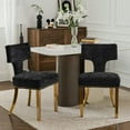 thumbnail image 3 of Mid Century Dining Chairs Set of 4, Farmhouse Linen Fabric Upholstered Accent Chair Curved Backrest with Copper Nails Around,Kitchen Chairs with Hardwood Frame, 3 of 7