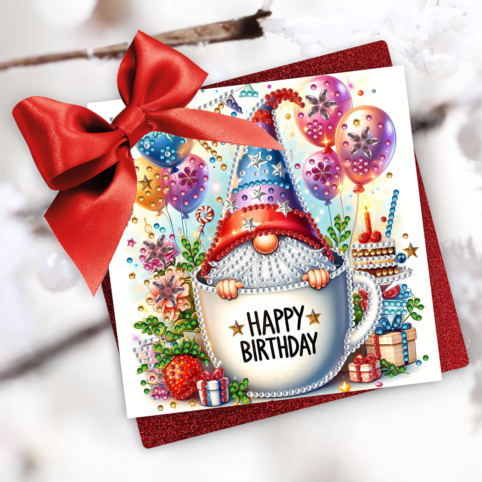 FLOPESN 6Pcs DIY Folding Greeting Card Diamond Art Painting Creative Design Blessing Card Set for Birthday Crafts Gift-Birthday Goblin