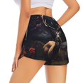 thumbnail image 2 of Uemuo Regal Stag In Forest Pattern Women's Athletic Shorts High Waisted Running Shorts with Liner Pockets Gym Elastic Workout Shorts-Small, 2 of 9