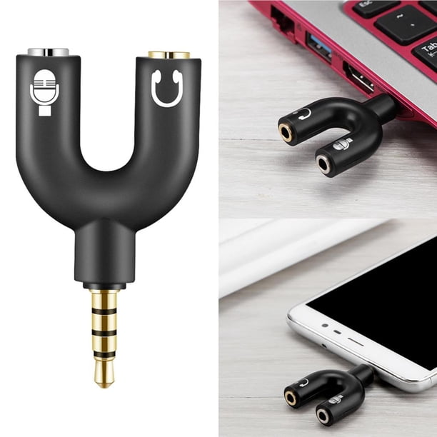 Adaptador De Auriculares De Audio Estéreo De 3,5 Mm Divisor De Conector De Auriculares 1 Macho A 2 Auriculares Hembra Con Micrófono Separado Para Tabletas De Pc Con Teléfono Inteligente Monstrate EL013097-00