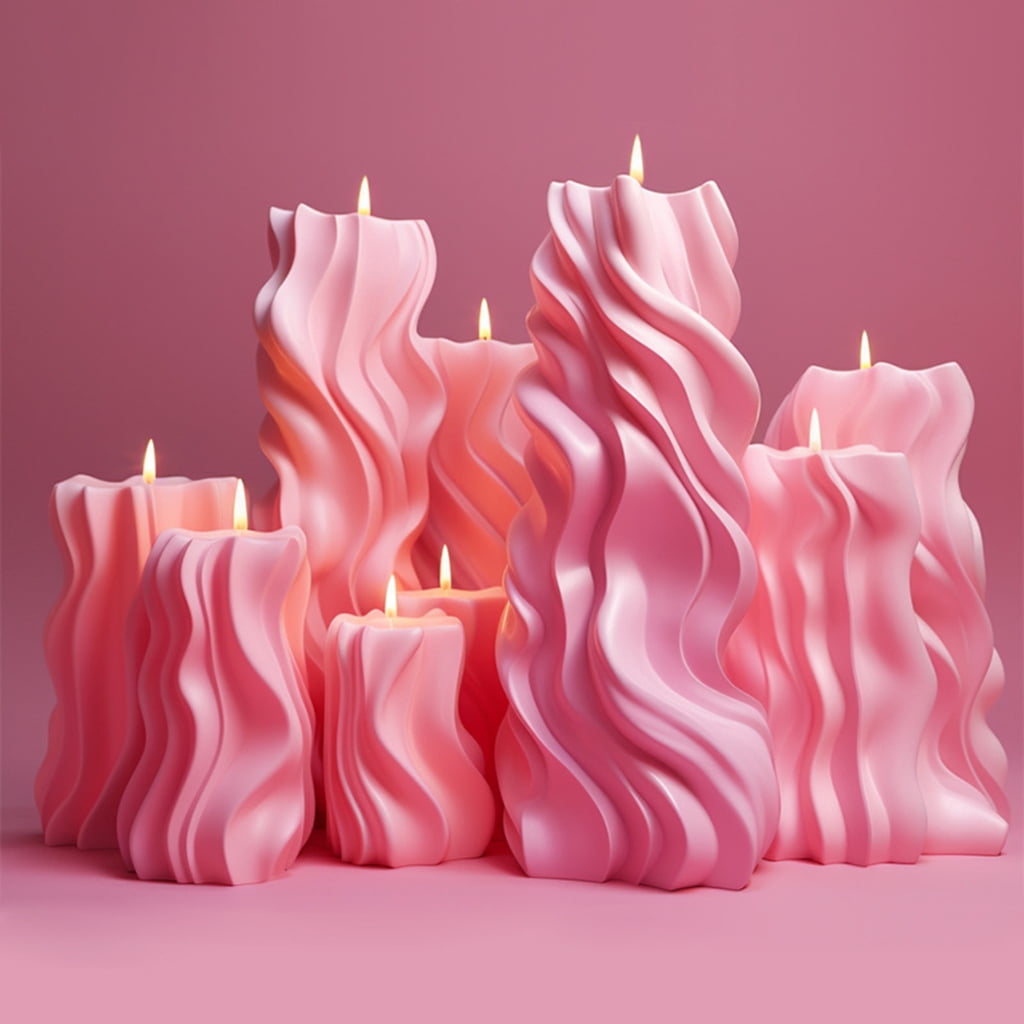 Silicone Molds Wavy Cylindrical Candle Molds Epoxy Resin Molds Castings Molds Irregulars Geometric Shape Plasters Molds