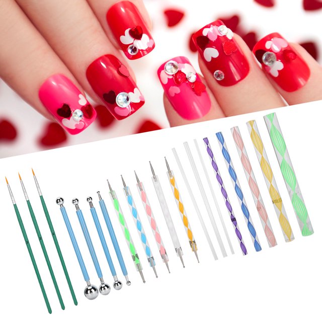 Mgaxyff 20pcs Dotting Tool DIY Ball Stylus Acrylic Rods Double Sided Dotting Tools Nail Brush,Dotting Tools,Dotting Kit