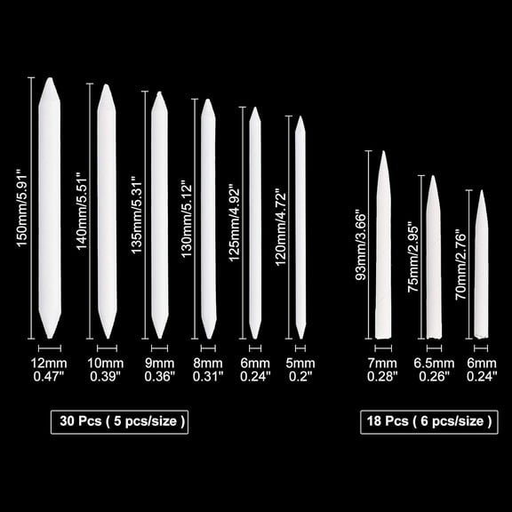 48 Pcs Blending Stumps and Tortillion Paper Art Blenders Sketch Drawing Tools for Artists Student Sketch Drawing