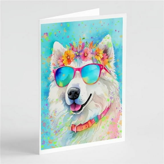 Samoyed Hippie Dawg Greeting Cards Pack of 8 7 in x 5 in