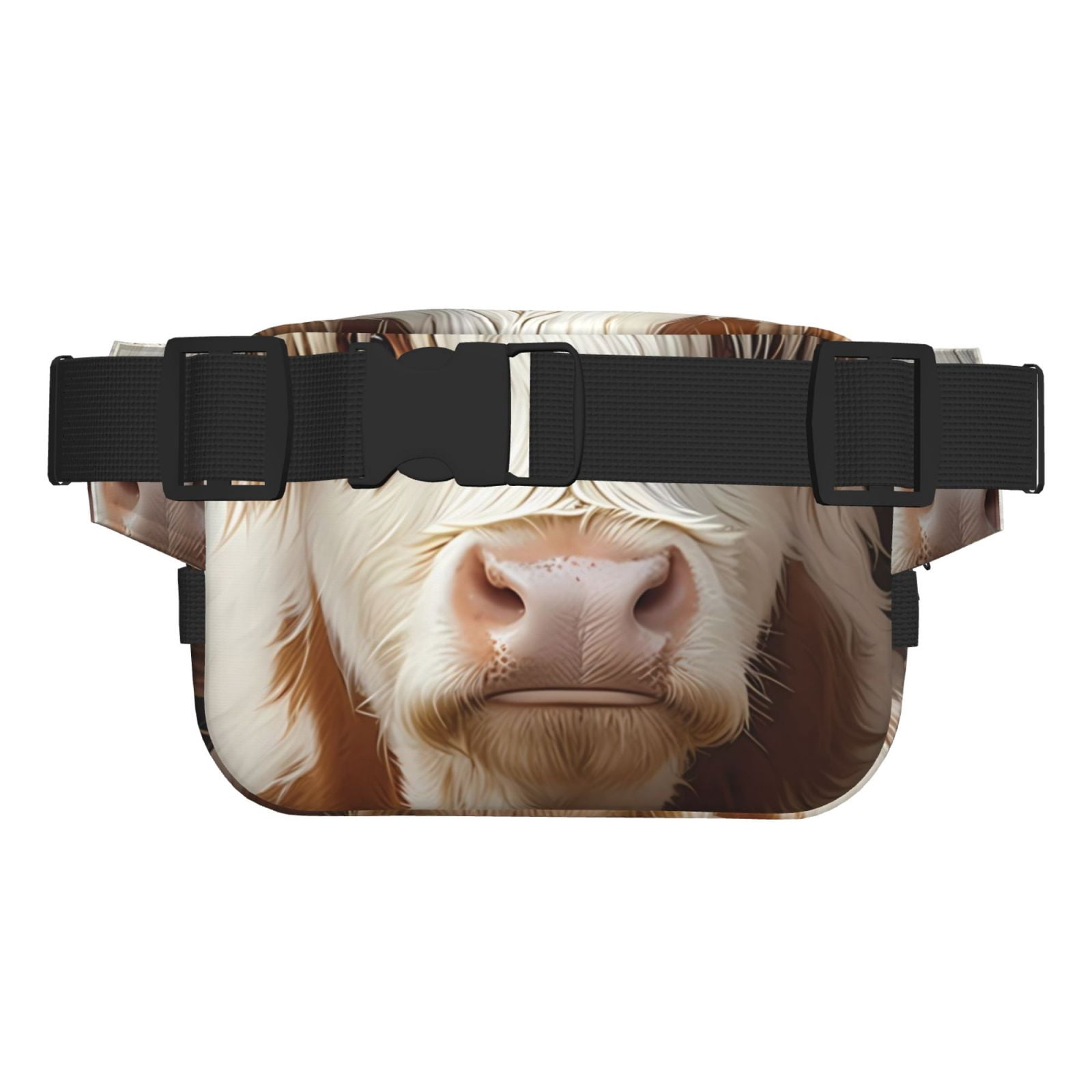 Picia Cow With Butterflies Print Square Double-Layer Waist Bag Mini Adjustable Waist Belt Bag Exercise Running Travel Hiking