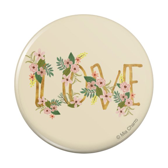 Love and Flowers Pinback Button Pin