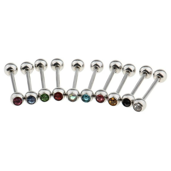 10 Pieces 14G Stainless Straight Barbell Bar