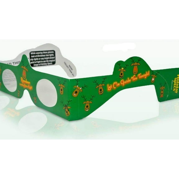 5 3D Christmas Glasses - A Fun Christmas Experience! Turn Holiday Lights Into Magical Images. At Every Point Of Light See REINDEERS!
