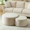 thumbnail image 3 of Resenkos Nesting Coffee Table Set of 2, Upholstered Round Foam Tables for Living Room, Side/End Table Ottoman, No Assembly - Beige, 3 of 20