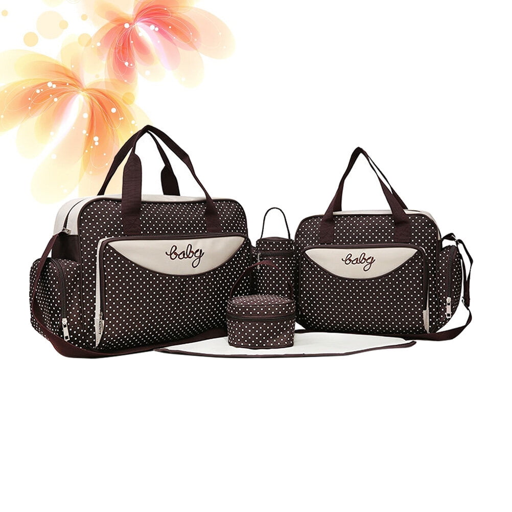Ounona Multifunctional Tote Diaper Bags with 5-Piece Organizer, Coffee