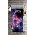 thumbnail image 2 of Ambesonne Nebula Quilted Coverlet 2 Pcs, Dusty Gas Cloud Stars, Twin Size, Purple Pink Navy, 2 of 2