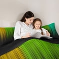 thumbnail image 5 of jejeloiu Minimalist Geometric Artwork Full Size Comforter Sets,Green Orange Black Bedding Sets For Kids Reversible 3pcs, 5 of 8