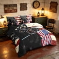 thumbnail image 2 of Manfei Retro Dog Twin Bedding, American Flag Bedding Comforter Set, Black Red White Blue, Black Reversible 7pcs, 2 of 6