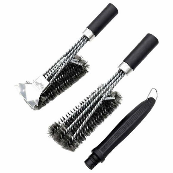Clearance! Heavy Duty BBQ Grill Brush & Scraper – 18” Stainless Grill Cleaner for Infrared and Steak Stone Hot – Marinating Oil Brush Included Cleaning Brush,Black