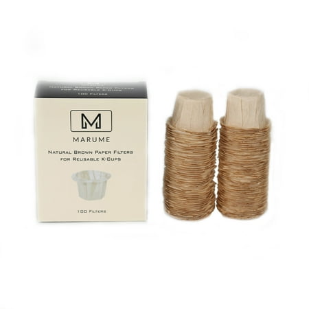 - 100 Disposable Natural Brown Coffee Filter Paper for Reusable Single Serve Keurig Brewer 1.0 - Refills for Reusable K-Cups - Marume Mie Cup MF-U100