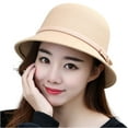 thumbnail image 2 of Vintage Women's Winter Hat Classic Wide Brim Bucket Style Retro Elegant Cap Beige One Size, 2 of 3