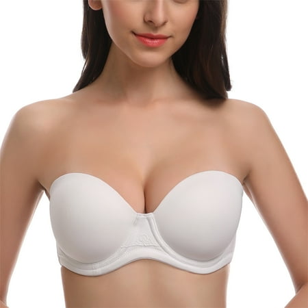 Wingslove Women s Strapless Push Up Bra Plus Size Full Figure Underwire Multiway Contour Bra White 36G