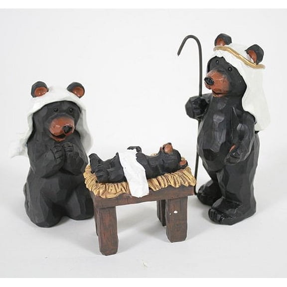 Slifka Sales Lodge Style 3 Black Bear Resin Figurine, Set of 3