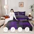 thumbnail image 4 of Manfei Ombre Grunge Queen Comforter Set, Purple Black Oil Painting Comforter Sets Queen, Black Reversible 3-Piece, 1 Comforter and 2 Pillowcases, 4 of 6
