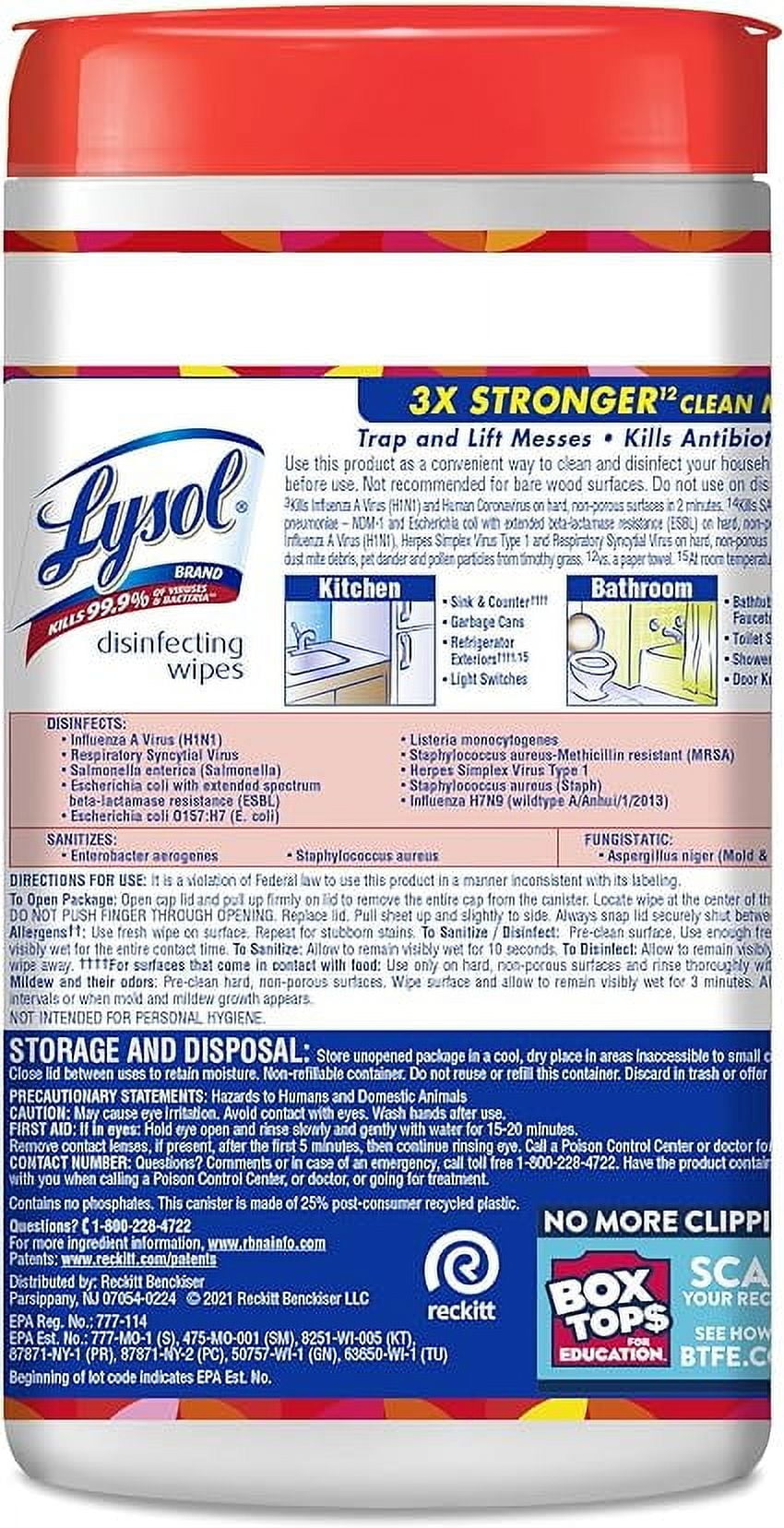 Lysol Disinfectant Wipes, Multi-Surface Disinfectant Cleaning Wipes, For Disinfecting and Cleaning, Mango & Hibiscus, 80 Count (Pack of 4)
