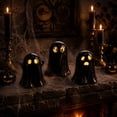 thumbnail image 5 of 3 Pack Halloween Ceramic Ghost Light Figurines, Warm LED Lighted Ghost Decor, Cute Desktop Ornament For Mantel Table Entryway Gothic Home Decor, 3.94 x 3.54 Inches, 5 of 6