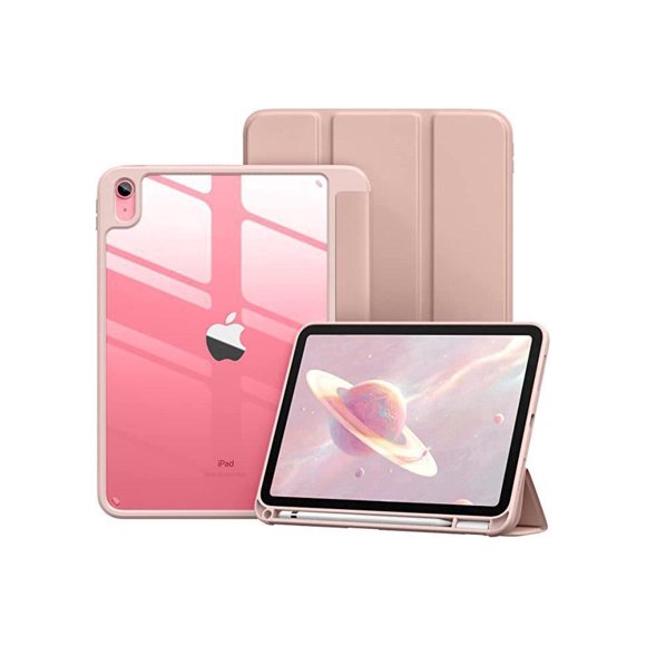 Case for iPad 10th Generation, 2022 iPad 10.9 Model, Soft TPU Case for iPad 10, Cover with Apple Pencil Holder, Transparent Back, Auto Wake/Sleep