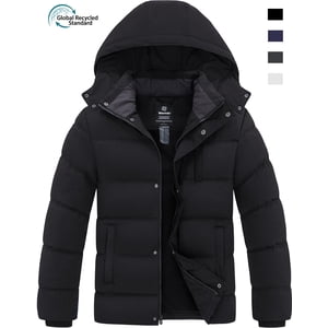 Wantdo Men's Waterproof Winter Puffer Jacket, Black