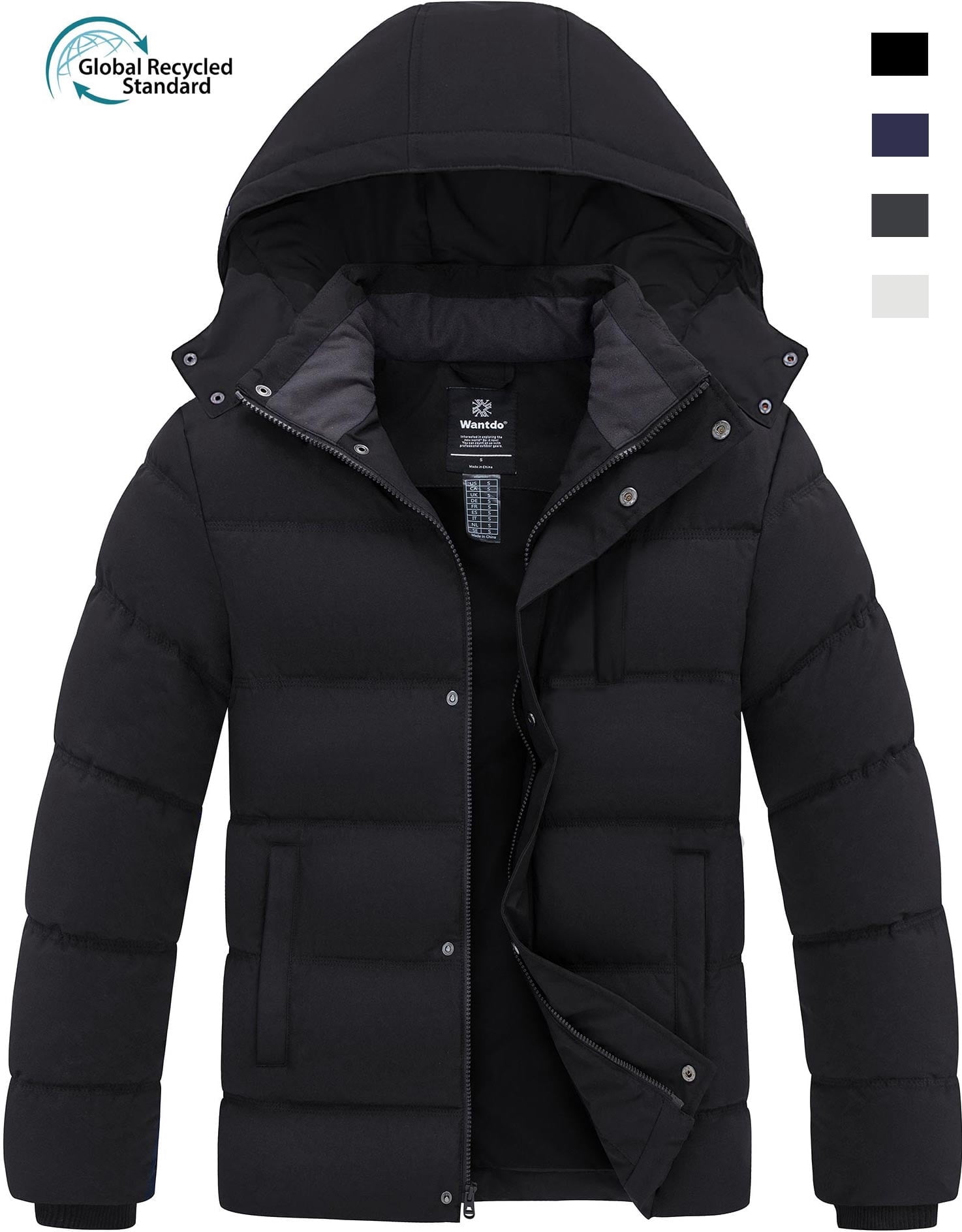 Wantdo Men's Waterproof Winter Puffer Jacket, Black photo 1