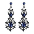 thumbnail image 2 of Eosunjian 1 Pair Women Earrings Hollow Out Rhinestone Decor Lightweight Hanging Earrings Long Dangle Earrings Prom Party Dating Ear Jewelry Blue, 2 of 13