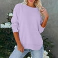 thumbnail image 6 of Byworldtasic Basic Sweatshirt for Women Crewneck Long Sleeve Side Split Tops Casual Solid Color Loose Pullover Shirts, 6 of 7