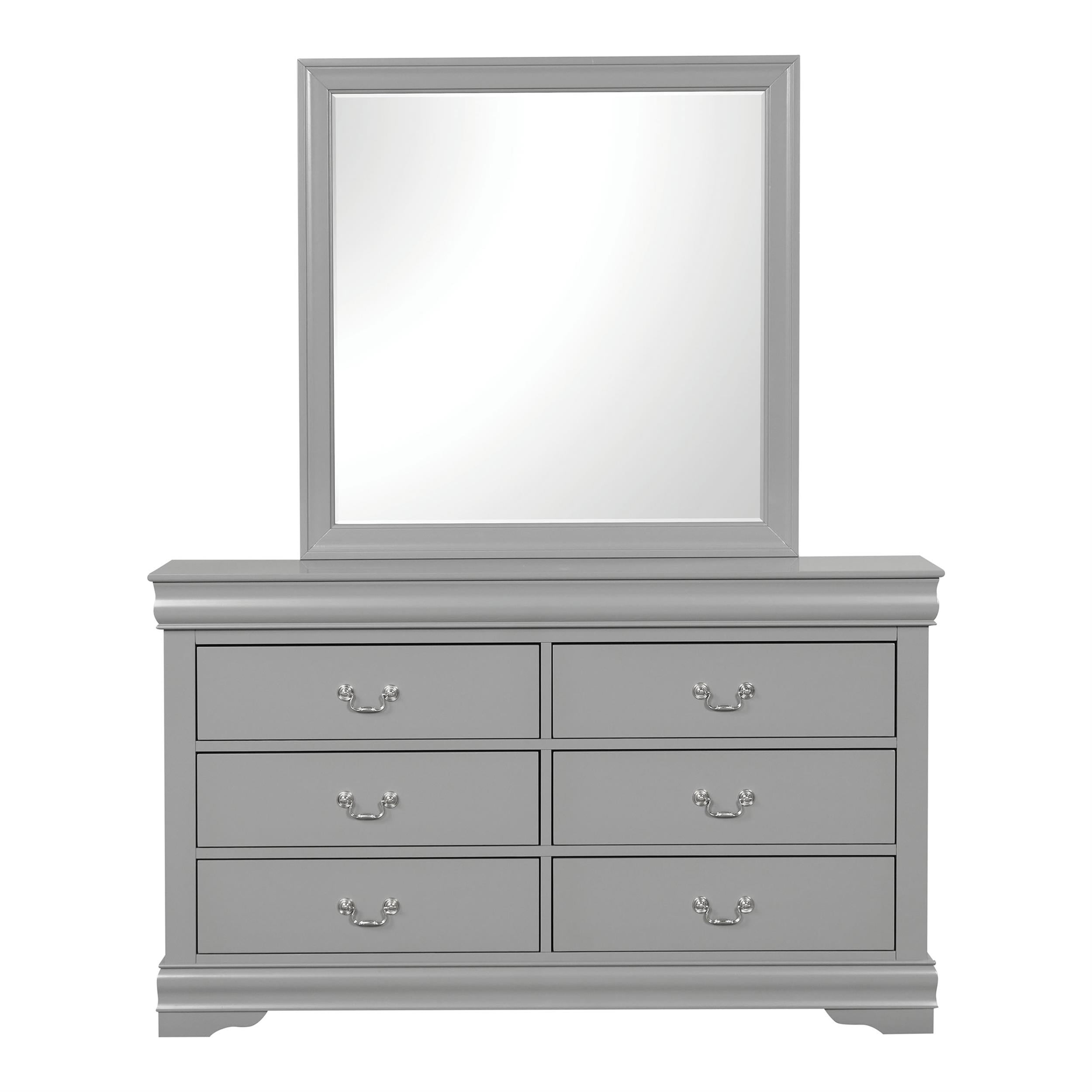 Furniture of America Toni Wood 6-Drawer Dresser with Mirror in Gray