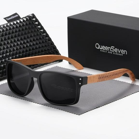 QueenSeven Unisex Trendy New Wooden Full Frame Sunglasses Outdoor Travel Sunglasses UV400