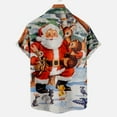 thumbnail image 4 of IROINNID Christmas Vacation T-shirt for Men Funny Print Button Up Red Shirt Hawaiian Xmas Vacation Gift Tops,White, 4 of 5