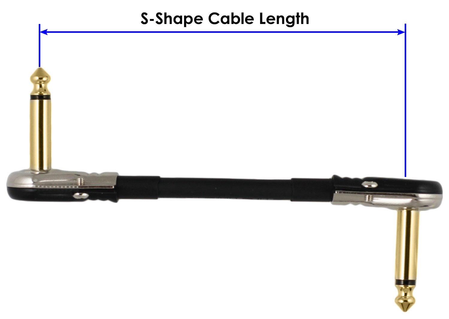 2-Pack 18" S-Shape Castline Gold Mogami 2524 Guitar Pedal Board Patch Cable TS Low Profile Pancake Connector