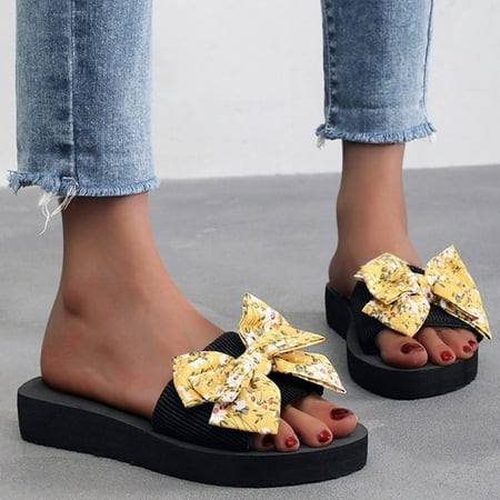 

Vintage Boho Sandals Gnobogi Women s Flat Shoes Ladies Beach Sandals Summer Non-Slip Causal Slippers Beach Holiday Shoes Yellow
