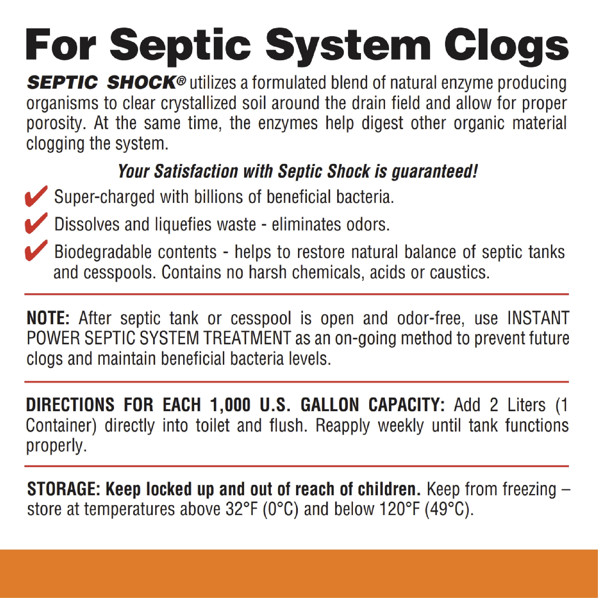(2 pack) Instant Power Septic Shock, Super Charged for Clogged Septic System, 67.6 fl oz (2 Liter)