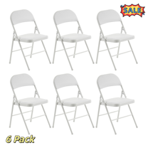 Tcbosik 6 Pack Folding Chairs, Portable Chair with Padded Seat, Indoor & Outdoor Commercial Event Seat for Home Office, Party, Picnic, Dining, White