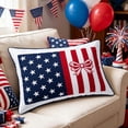 thumbnail image 4 of 11.81x19.69 Inch Bow Flag Patriotic Pillowcase, Red White Blue Decor Slip for Bedroom Sofa and 4th Of July Indoor Holiday Decoration, 4 of 6