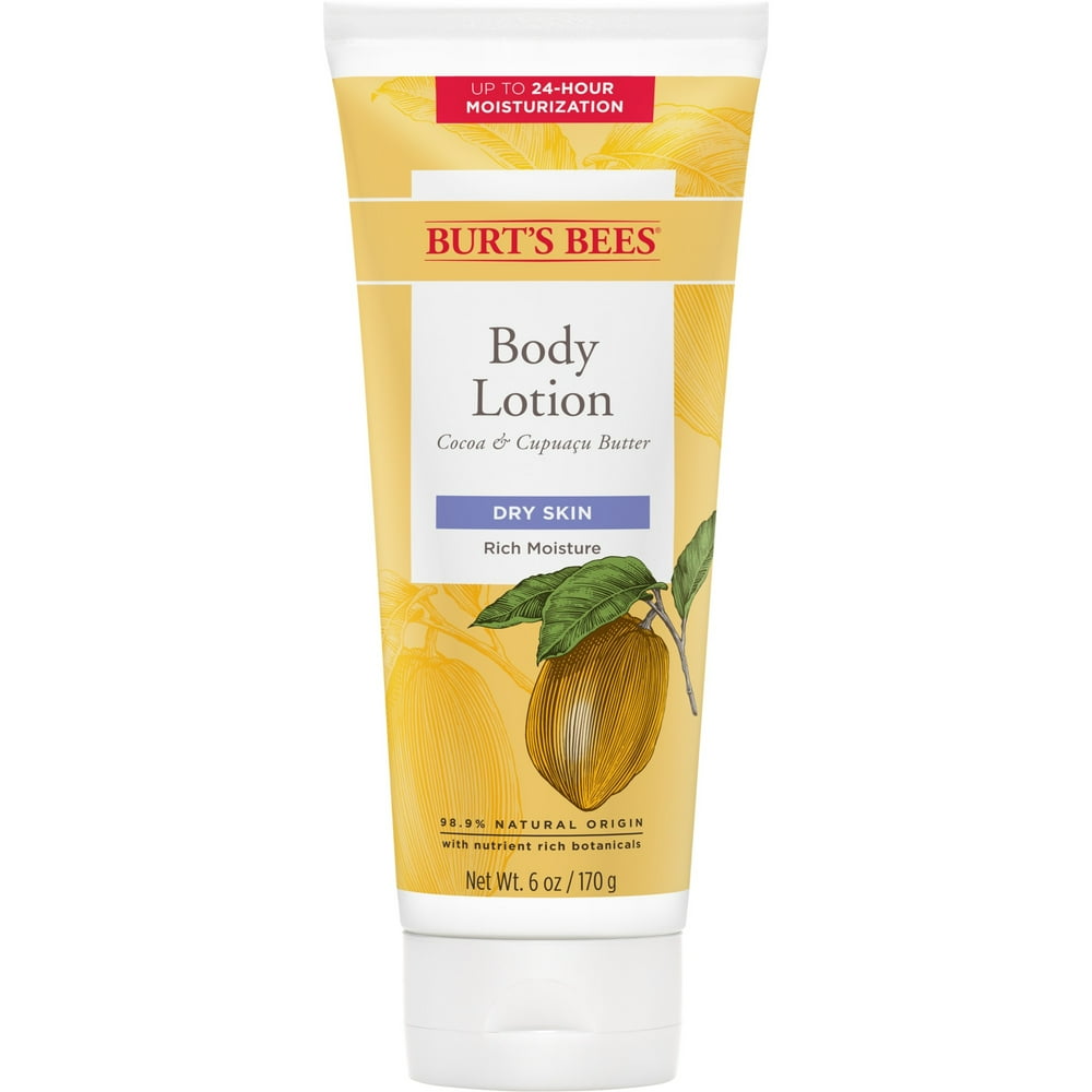 Burts Bees Butter Body Lotion for Dry Skin with Cocoa & Cupuau, 6 Oz
