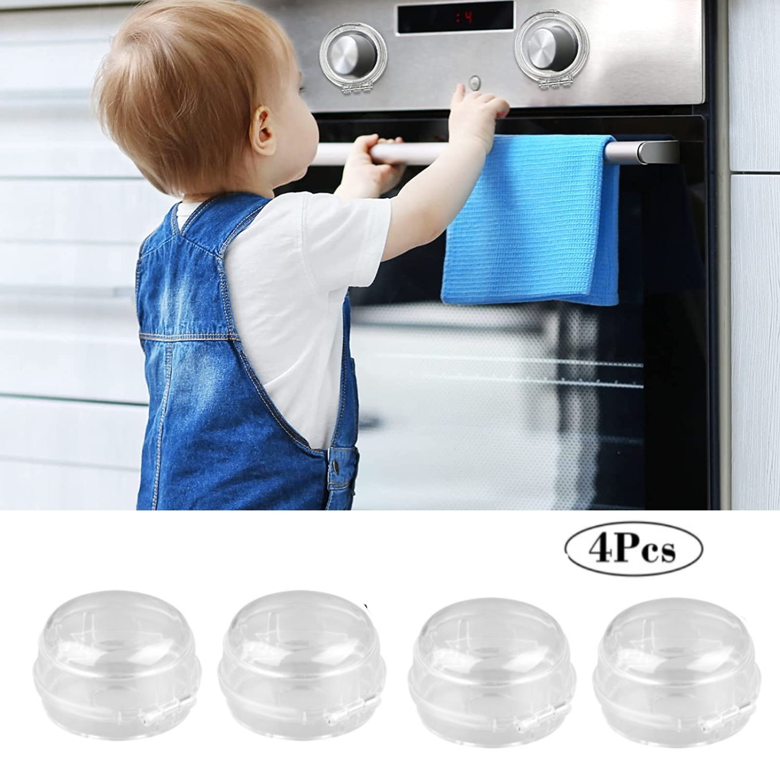 Gas Stove Knob Covers Child Toddler Baby Safety Lock Protection Covers for Oven Range Grill Knob Removable Reusable Clear Design 