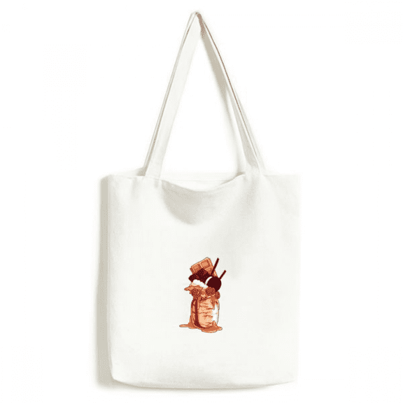 Biscuits Chocolate Bottle Ice Tote Canvas Bag Shopping Satchel Casual Handbag