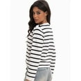thumbnail image 2 of Women's Striped Cardigan Sweater Trendy Long Sleeve Button Down Crew neck Cardigans, 2 of 6