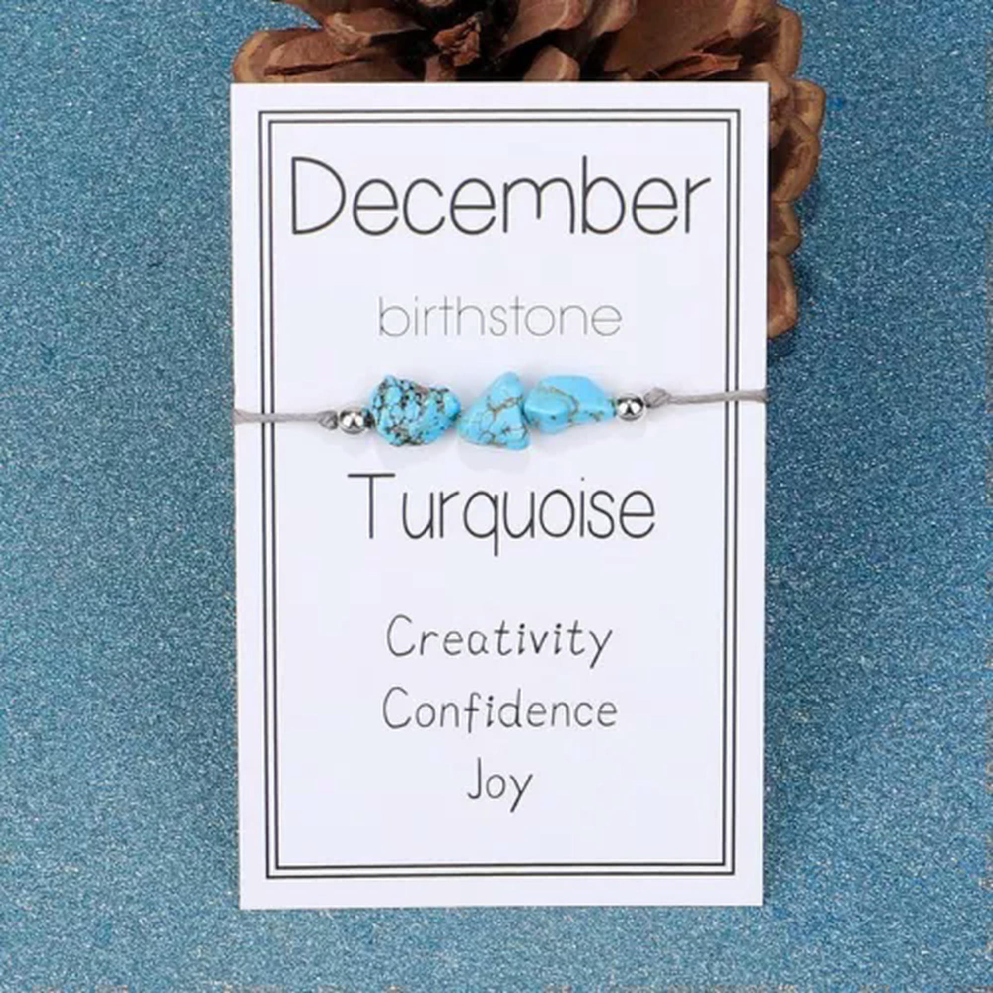 GKNET Fashion Natural Birthstone Stone Chip Beaded Braided Bracelet Month Women Gift-December