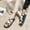 Black, variant on AXXD Women Black Sandals Summer Round-toe Open Toe Sandals Thick Bottom Solid Color Casual Sandals
