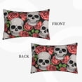 thumbnail image 4 of Naloa Skull and Roses Pillowcase, Throw Pillowcase, Wrinkle-Free, Stain-Resistant with Hidden Zipper for Bedroom Sofa - 16"x24", 4 of 9