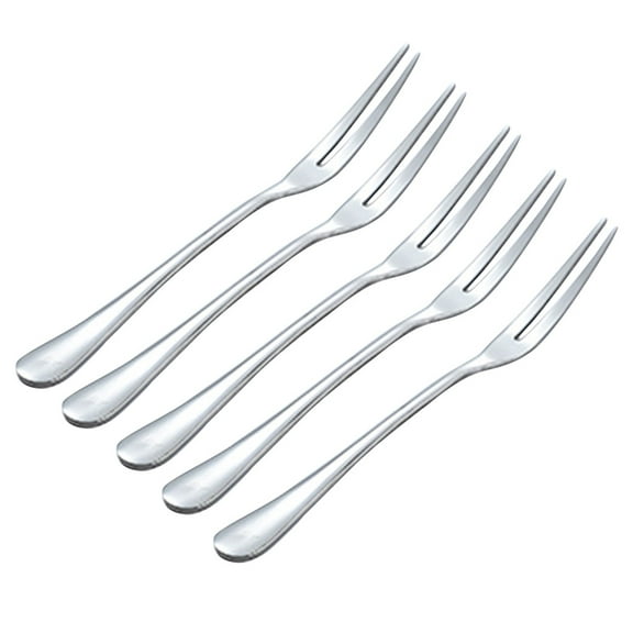 USEOSITY 5-Piece Stainless Steel Two-Prong Forks Set for Salad, Fruit, Cocktail, Cake, Escargot - Ideal Tasting Forks for Kitchen and Parties
