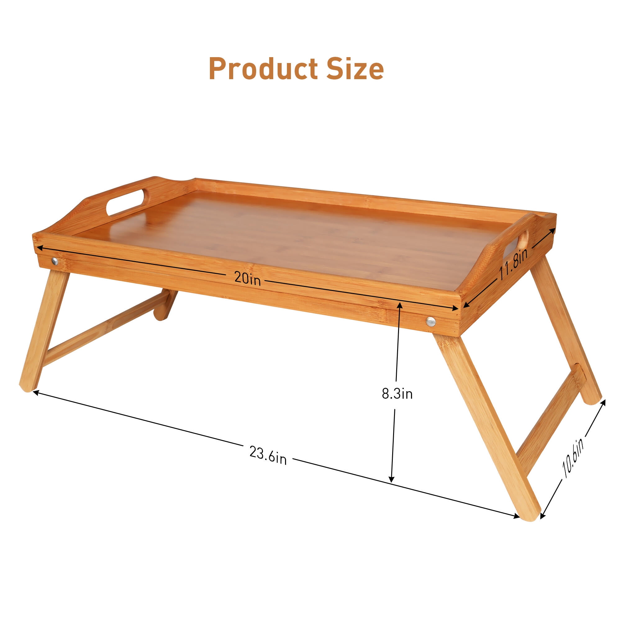 Bamboo Breakfast Bed Tray Table with Handles Foldable Serving Portable Laptop Snack Tray for Eating and Working Walmart