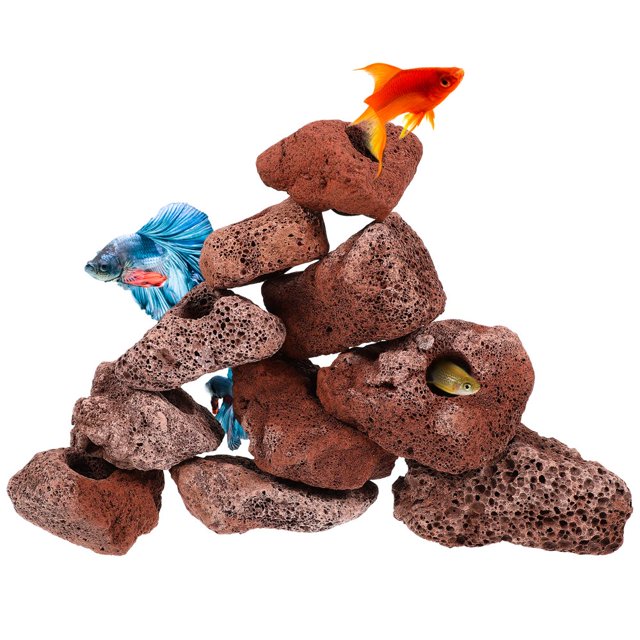 CUITING 10pcs Aquarium Volcanic Rocks Water Plant Stone Ring Fish Tank Rocks Habitat Aquarium Stones Ornaments
