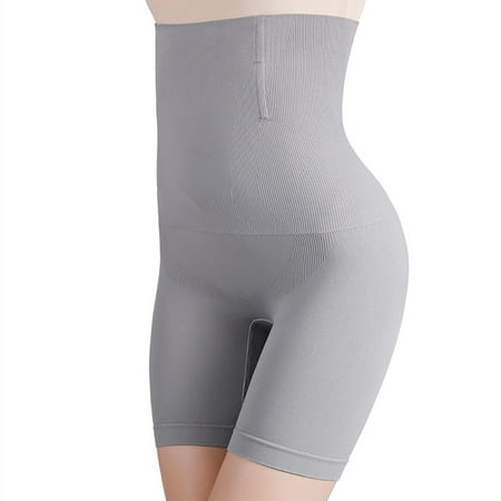 HUPOM Seamless Underwear For Women Womens Silk Panties High waist Comfort Waist Solid Boxer Briefs Gray 6XL