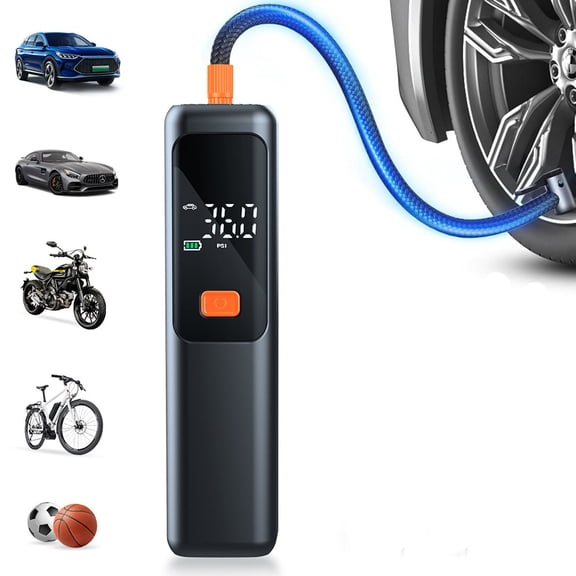 Tire Inflator Portable Air Compressor, 150PSI Air Pump for Car Tires, LED Light & Auto Shutoff, Cordless Electric Bike Tire Pump with Digital Pressure Gauge for Car, Motorcycle, Bicycle, Ball